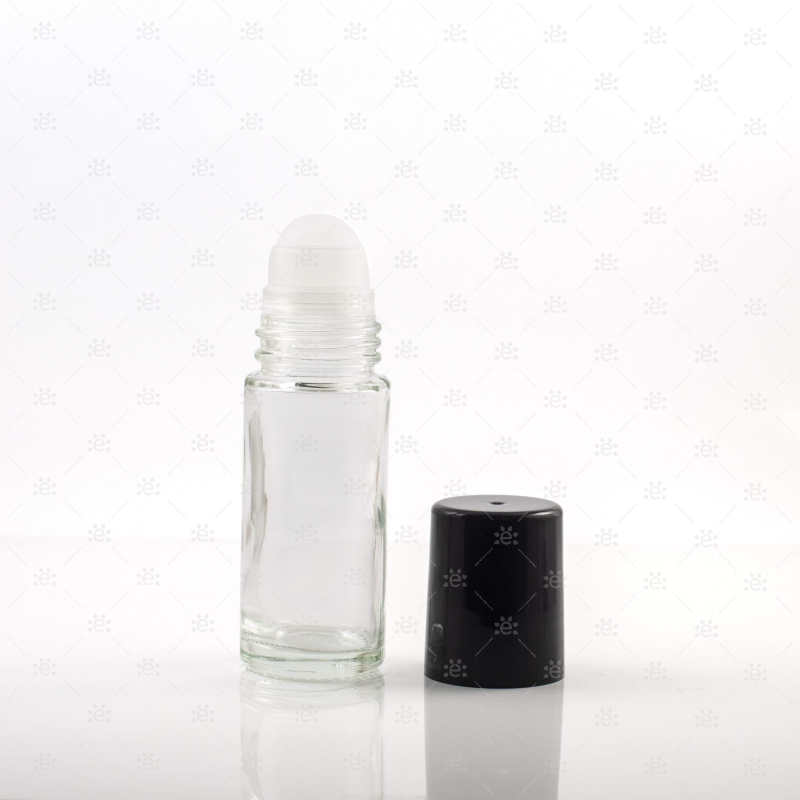 30Ml (1Oz) Clear Glass Jumbo Roll-On Bottle With Black Caps (Pack Of 2)