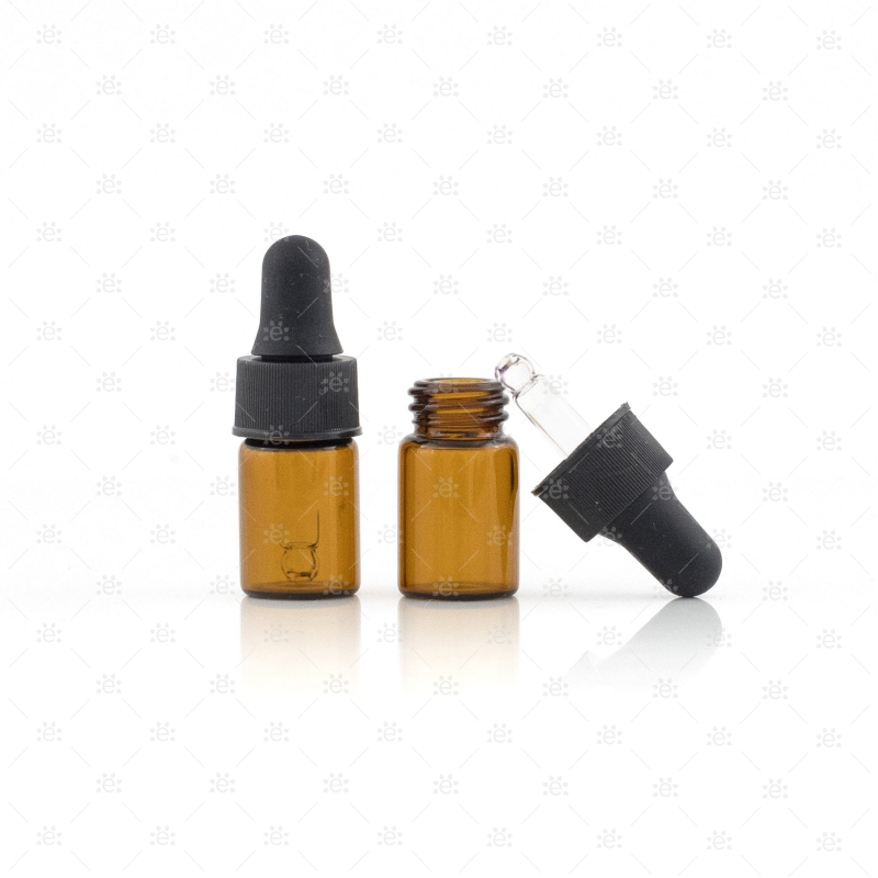 5/8 (2Ml) Dram Amber Glass Dropper Bottles (5 Pack)