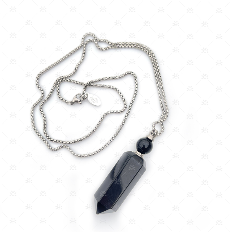 Black Agate Gemstone Vial Necklace Jewellery