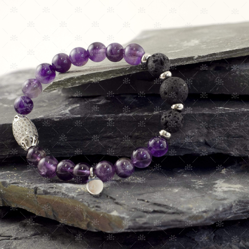 Lehla : Amethyst Gemstone Lava Diffuser Bracelet