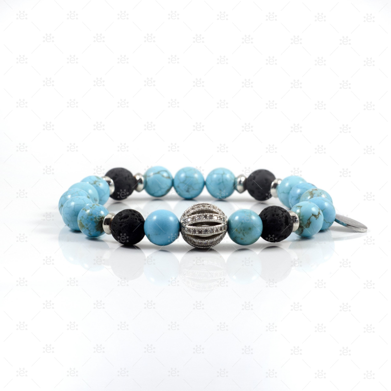 Lizzie : Turquoise Gemstone Lava Diffuser Bracelet