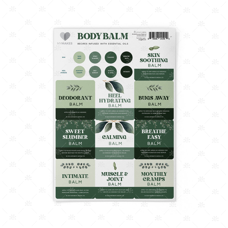 Mymakes: Body Balm - Label Sheet Labels