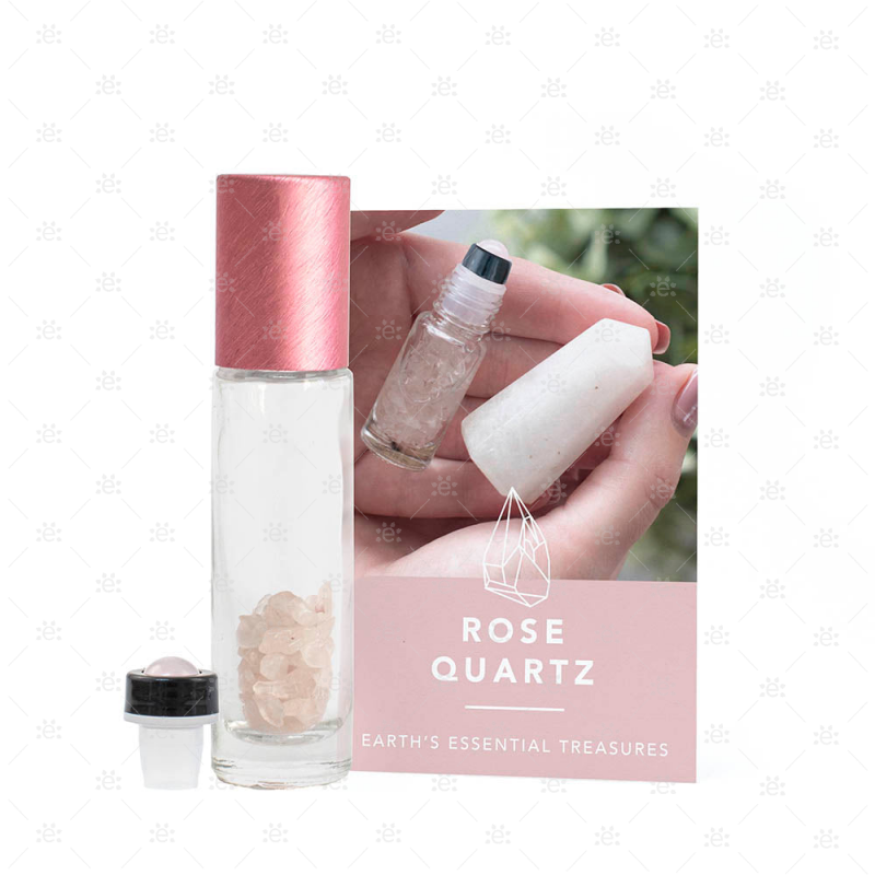 Rose Quartz Gemstone Roller Bottle Set Glass